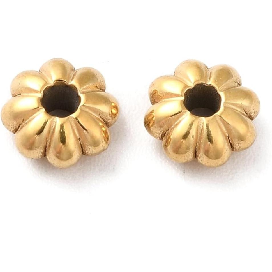 LiQunSweet 20 Pcs 18K Gold Plated Heart 304 Stainless Steel Beads Lovely Heart Spacer Loose Beads for Valentine's Day Gifts DIY Jewelry Craft