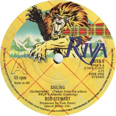 7-inch plaat ROD STEWART - Sailing RIVA9 Riva 1977 VK Rock Gebruikt