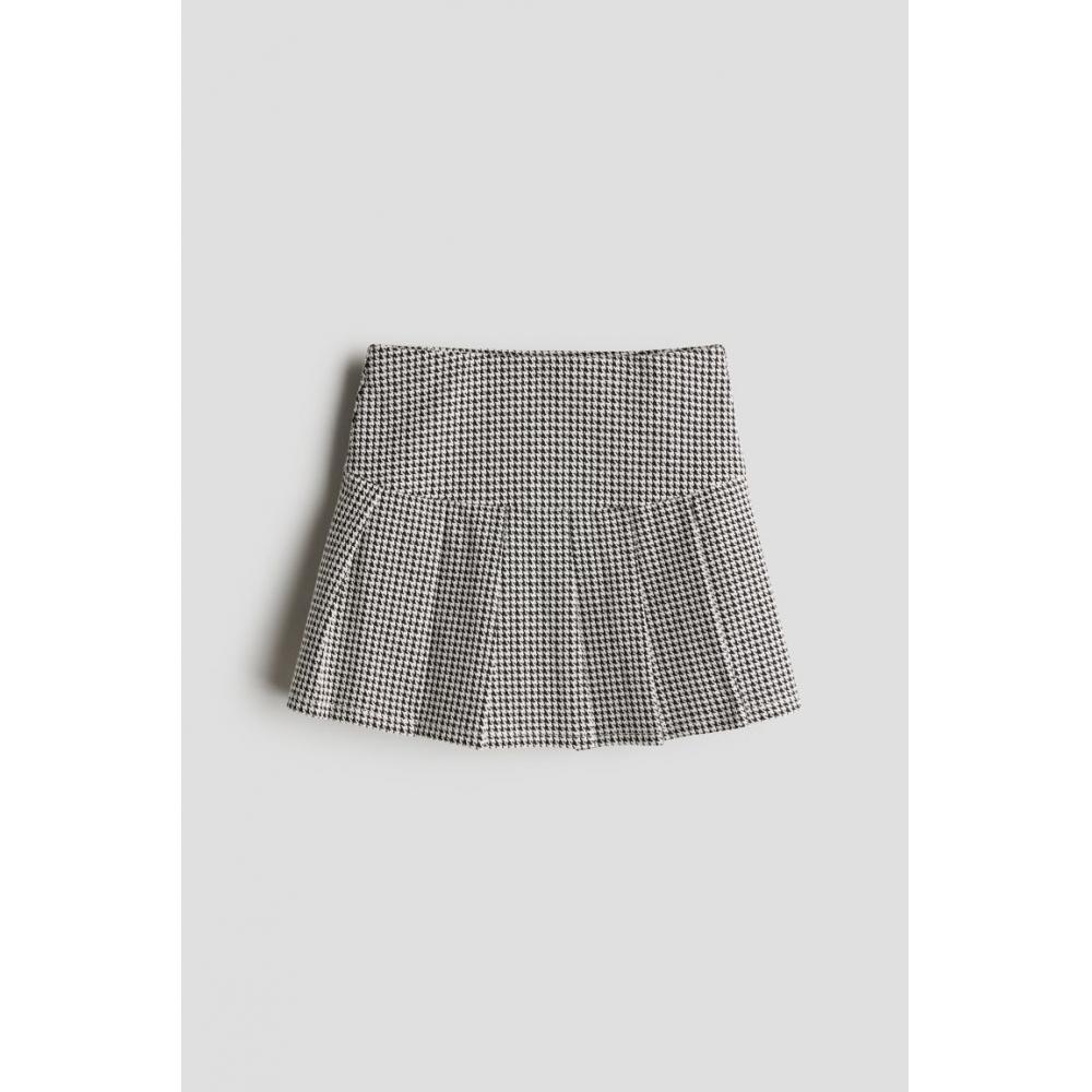 

Юбка плиссе HM бежевого цвета с узором «гусиные лапки»