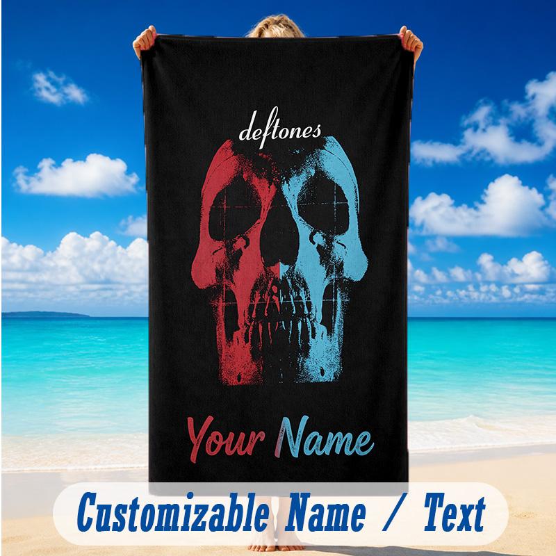 Beach Towel Custom Name Text, Quick Dry Large Towel For Beach HomeDeftones