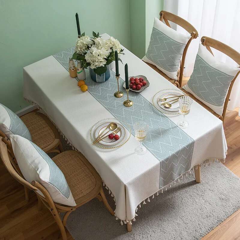Nordic Fresh Fabric Tablecloth Simple Modern High-end Light Luxury Rectangular Dining Table Cloth Coffee Table Cloth And