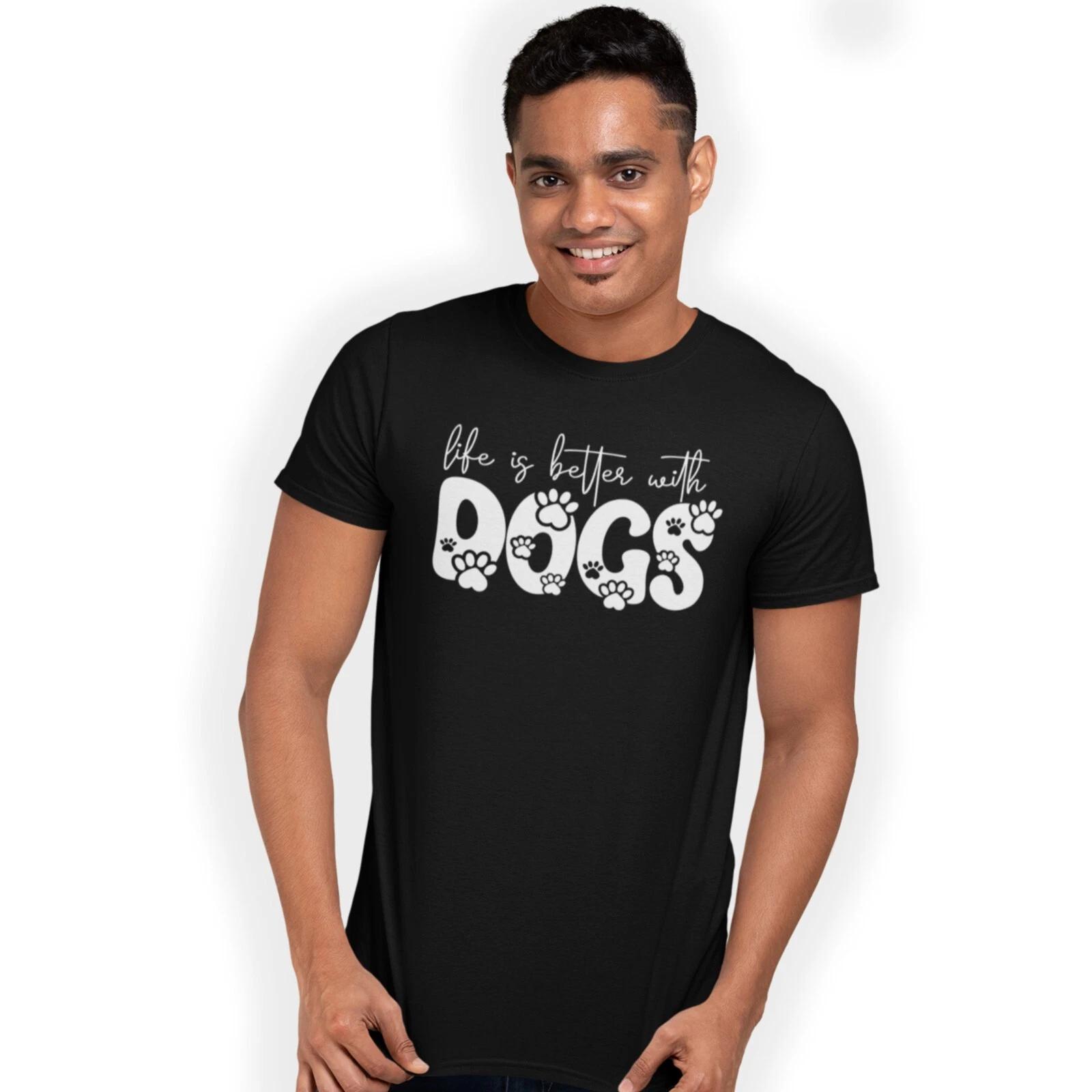 Life Is Better With Dogs T-Shirt Birthday Gift Dog Lover Fun M