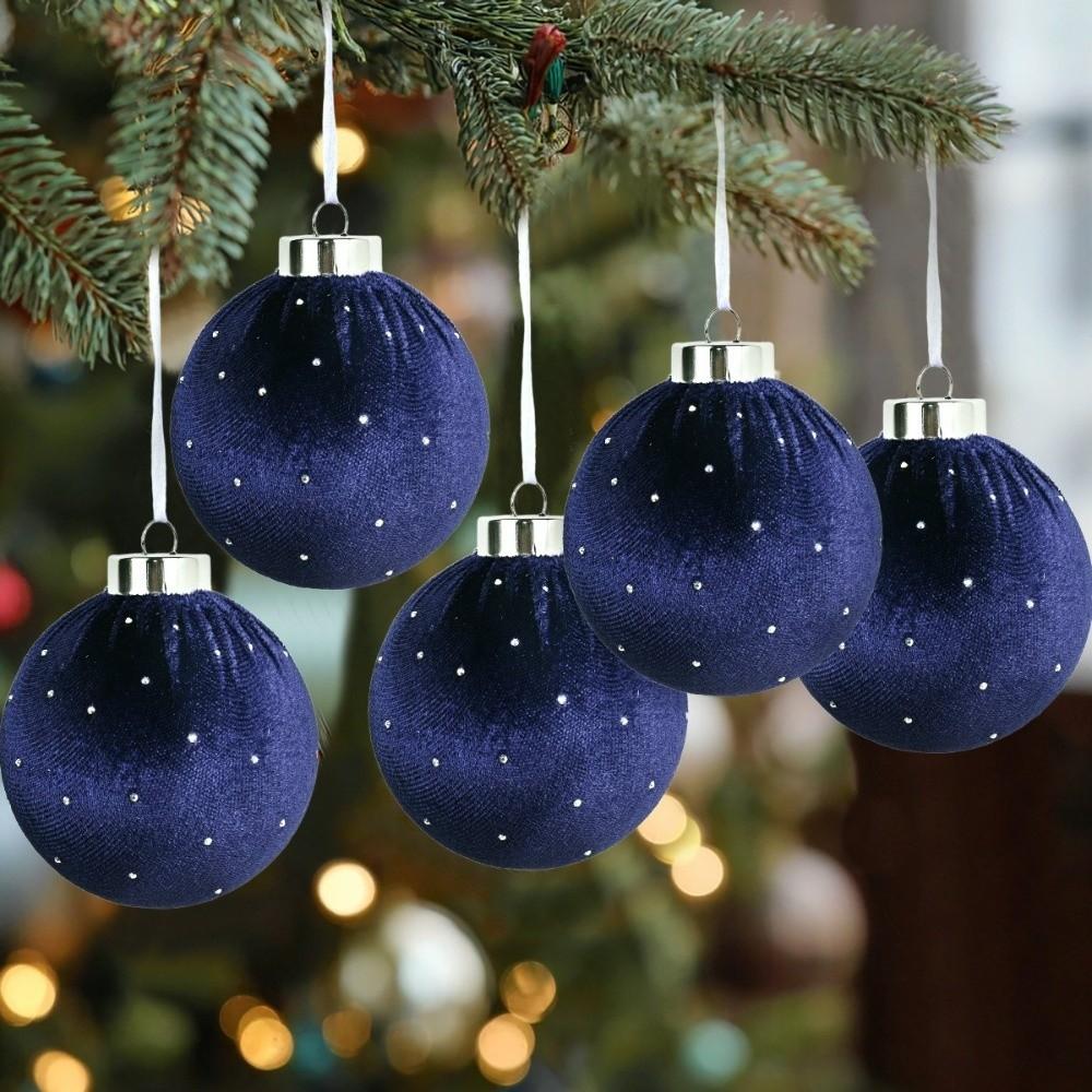 9pcs/set Flocking Velvet Christmas Balls Glitter Xmas Tree Pendant Christmas Spheres  Party Favors