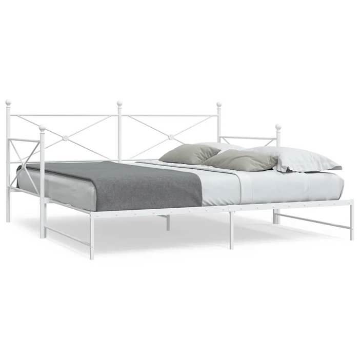 VidaXL Daybed with Trundle Bed Without Mattress White 107x203cm Steel, Sofa Bed, Comfortable Sofa Bed, Daybed with 4104692