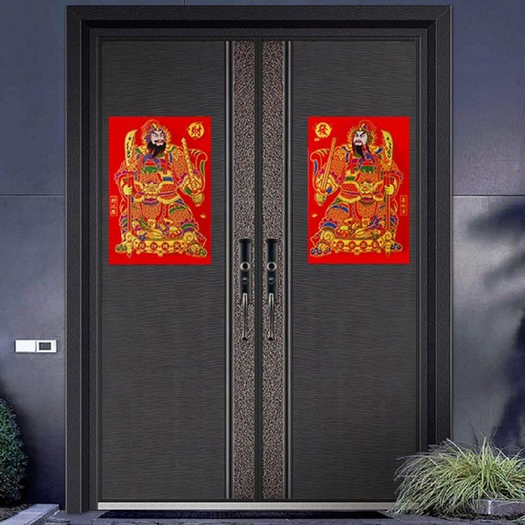 Decorative Flannel Door God for Spring Festival Easy Application and Removal Great for Traditional Culture Lover