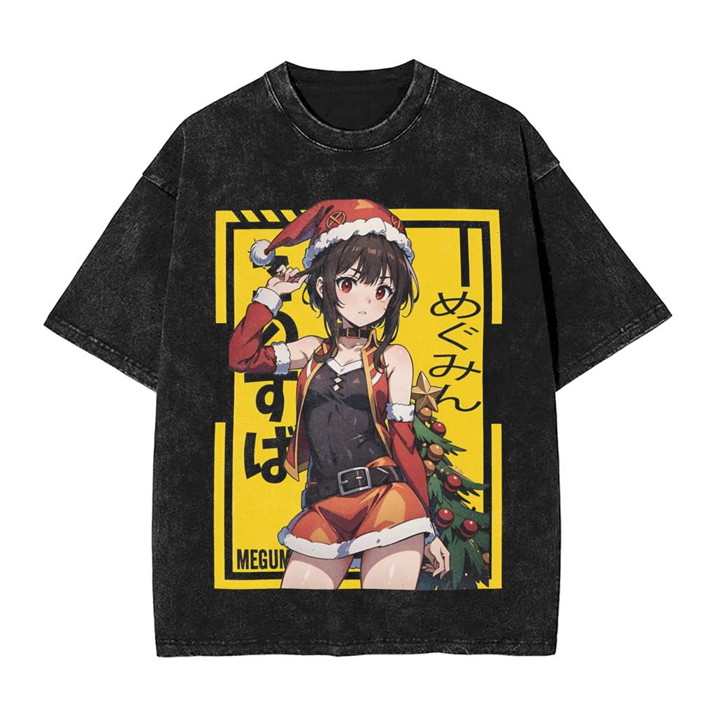 Megumin Konosuba T-Shirt Harajuku T-Shirts Short-Sleeved Streetwear Tops Summer Casual O Neck Oversized Tees