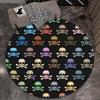 Colorful Skulls Crossbones Pattern Round Rug Punk Rock Style Crystal Velvet Carpet for Bedroom Living Room Edgy Fashion Decor