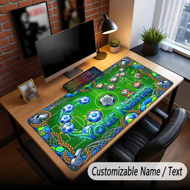 Soccer Theme Custom Mouse Pad Personalized With Name Text Customized Desk Mat For Office Home Decor