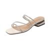 Fashion crystal narrow band sandalias mujer low heel clear slippers women rhinestone strap flip flops shiny party shoes big size 43