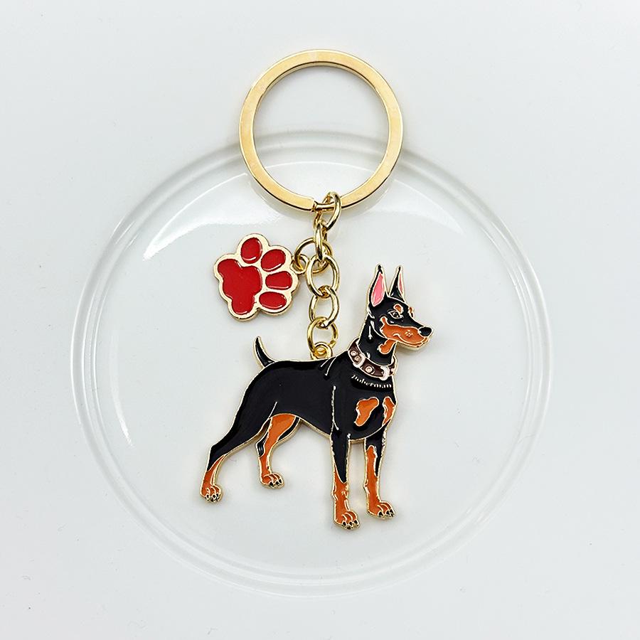 Personalized Doberman Keychain: Fashion Cartoon Alloy Bag Charm Pendant