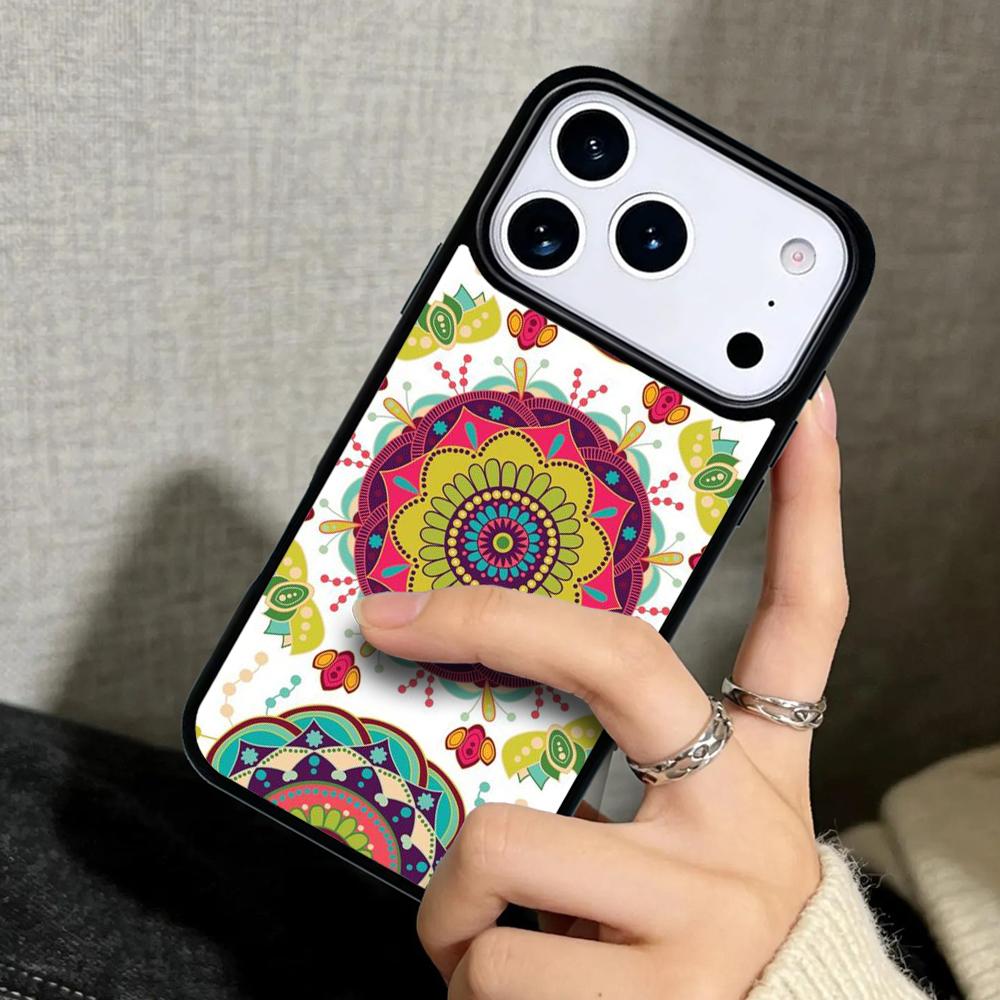 Capa Case for iPhone 17 Air 16 Pro Max 15 Plus 11 13 Mini 14 12 Back Phone Cover Indian Pattern Mandala