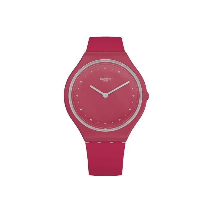 

Swatch Classic Series Quartz Movement Trendy Casual Watch 36.8Mm Red Dial Plastic Case Silicone Strap Women watches SVOR101 Red