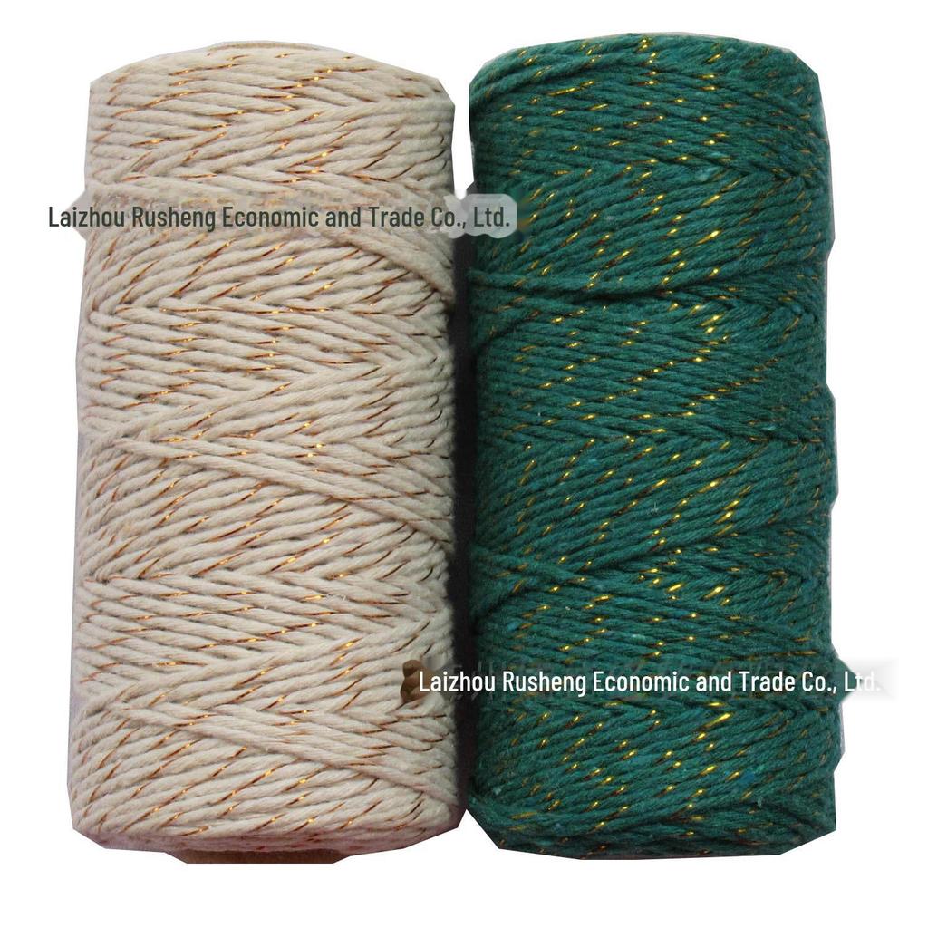 Gold, Silver & Copper Cotton Rope with Gold Thread and Multi-colored Cotton Rope - 100m.