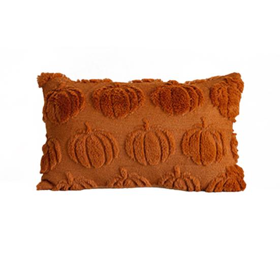Pumpkin Pattern Pillowcase Solid Color Hide Zipper Soft Wool Velvet Pillow Case Halloween Cushion Cover Home Decor
