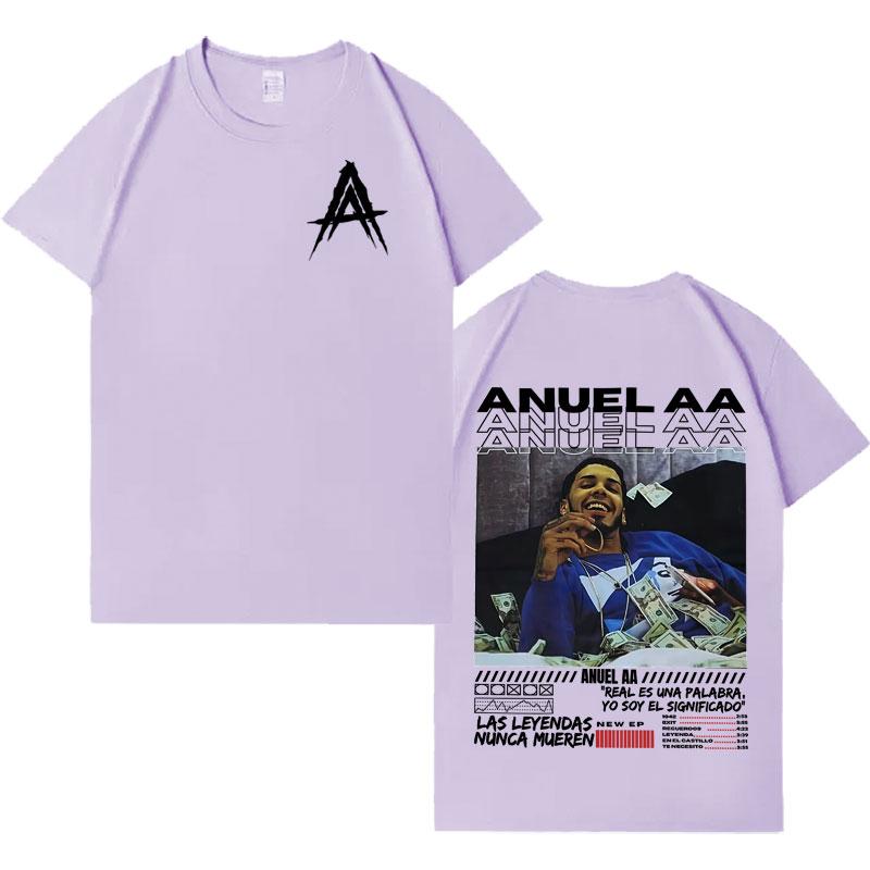 Rapper Anuel AA Real Hasta La Muerte 2025 Double Sided Print Harajuku T Shirts Men Women Fashion Tshirt Oversized Cozy Tshirts