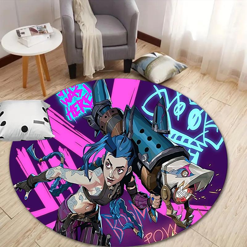 1Pc Anime Battle Flannel Round Rug Soft Non Slip Circular Office Carpet Floor Mat Bedroom Living Room Xmas Gift S1877