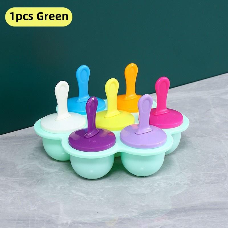 7 Grids DIY Ice Cream Popsicle Silicone Mold Ice Cream Ball Maker Popsicles Molds Baby Fruit Shake Home Kitchen Accessories Tool