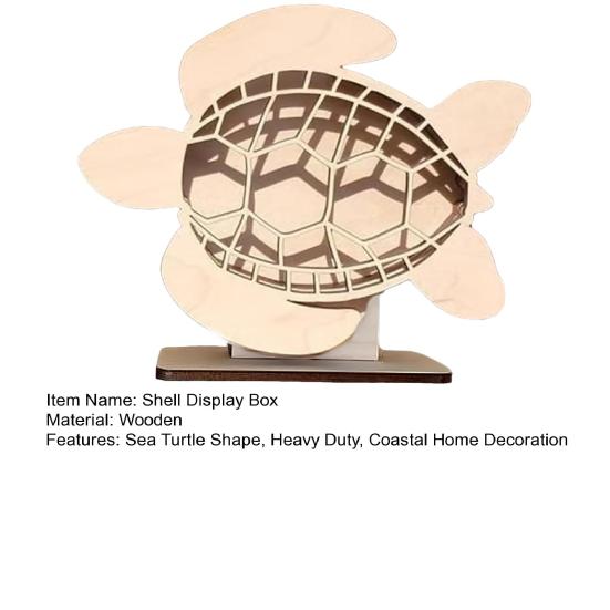 Sea Turtle Seaglass Display Box Wooden Tortoise Shell Holder Storage
