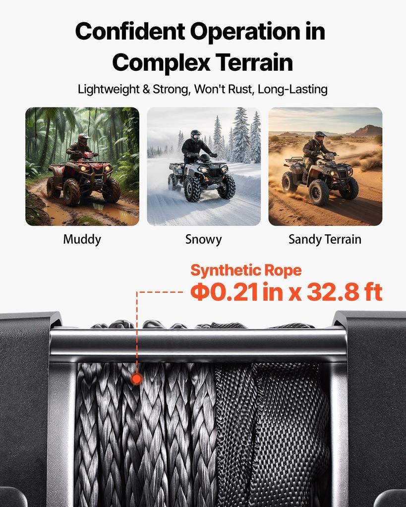 1587 kg Electric Winch, 12V DC ATV/UTV Winch with 5.5 mm x 10 m Synthetic Rope & Wired Remote Control, IP55 Waterproof, Aluminum Housing Fairlead