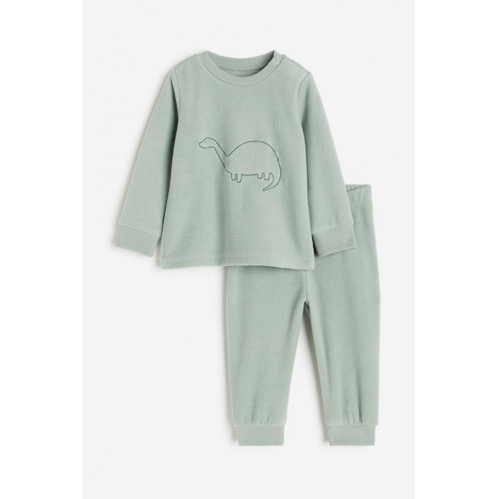 

Пижама из флиса HM светло-зеленый динозавр