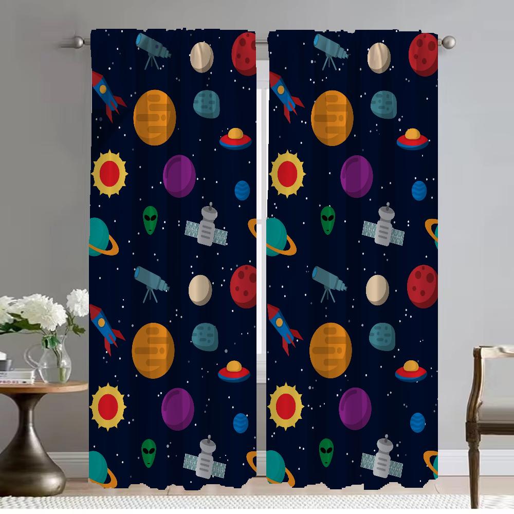 Outer Space Tulle Bedroom Home Interior Curtains Living Room Window Curtain Partition Halloween Decoration Shades Camera For Made Of Polyester