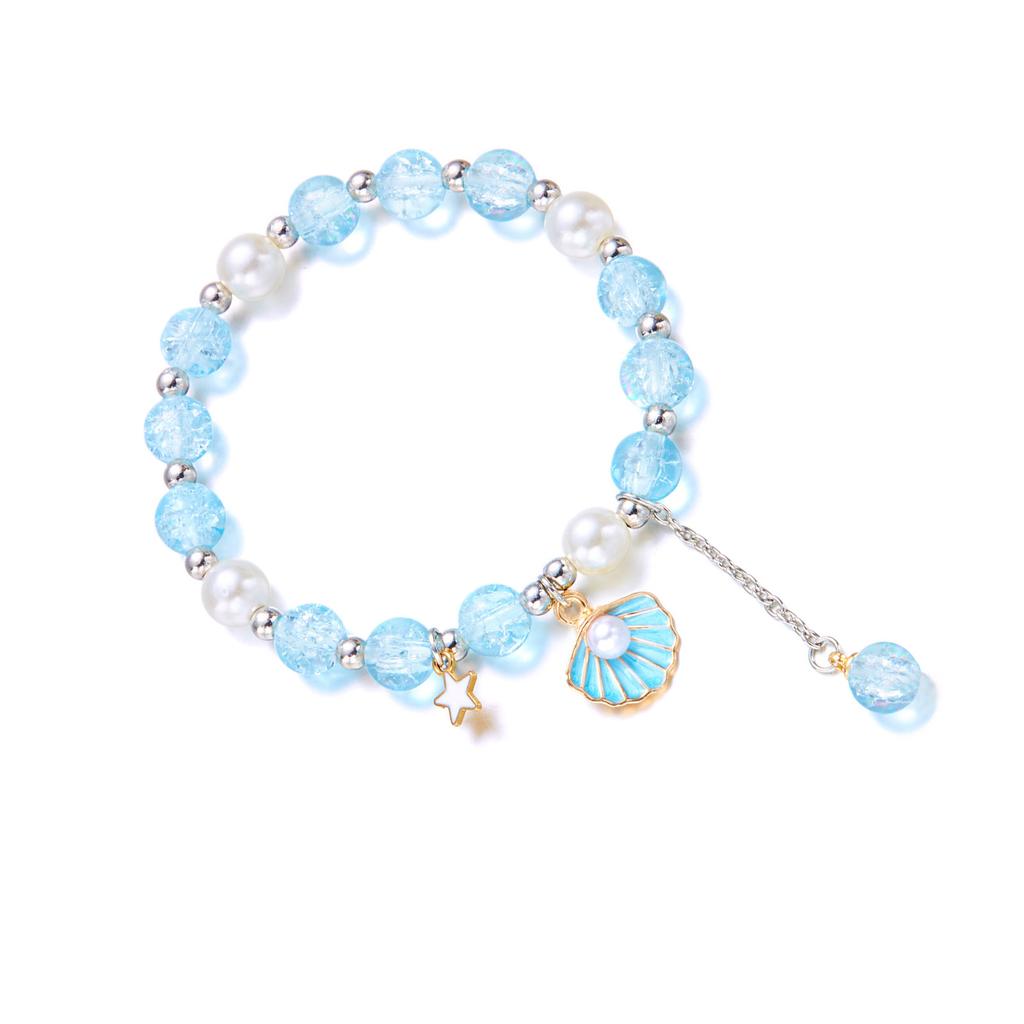 Elegantes Armband mit Anhänger aus Seesternschale, leichtes minimalistisches Schmuckstück, bequeme Perlen-Handkette, Geschenk für Frauen