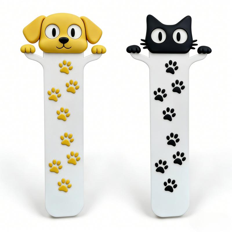 2Pcs Acrylic Flat Cat And Dog Bookmarks with Paw Print, Perfect Gift for Cat Lovers, Dog Lovers, Women, Students, Teachers