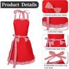 Auidy_6TXD 3 Pack Cute Apron for Women, Adjustable Cooking Aprons with Pockets Sweet Bowknot Apron Retro Ruffle Side Design Women's Cake Baking Apron
