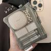 Dual-Layer Mesh Storage Bags Portable Travel Makeup Bag with Zipper Mini Toiletries Cosmetics Organizer Simple Stationery Bag