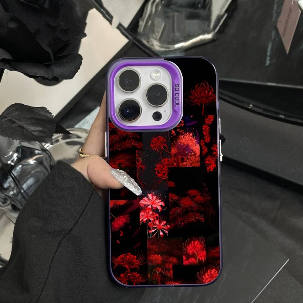Rote Spinnenlilie Handyhülle Für iPhone 16,15,14,17,13,12,11,XS,Mini,Pro,SE,MAX Lila Mat Silikonhülle