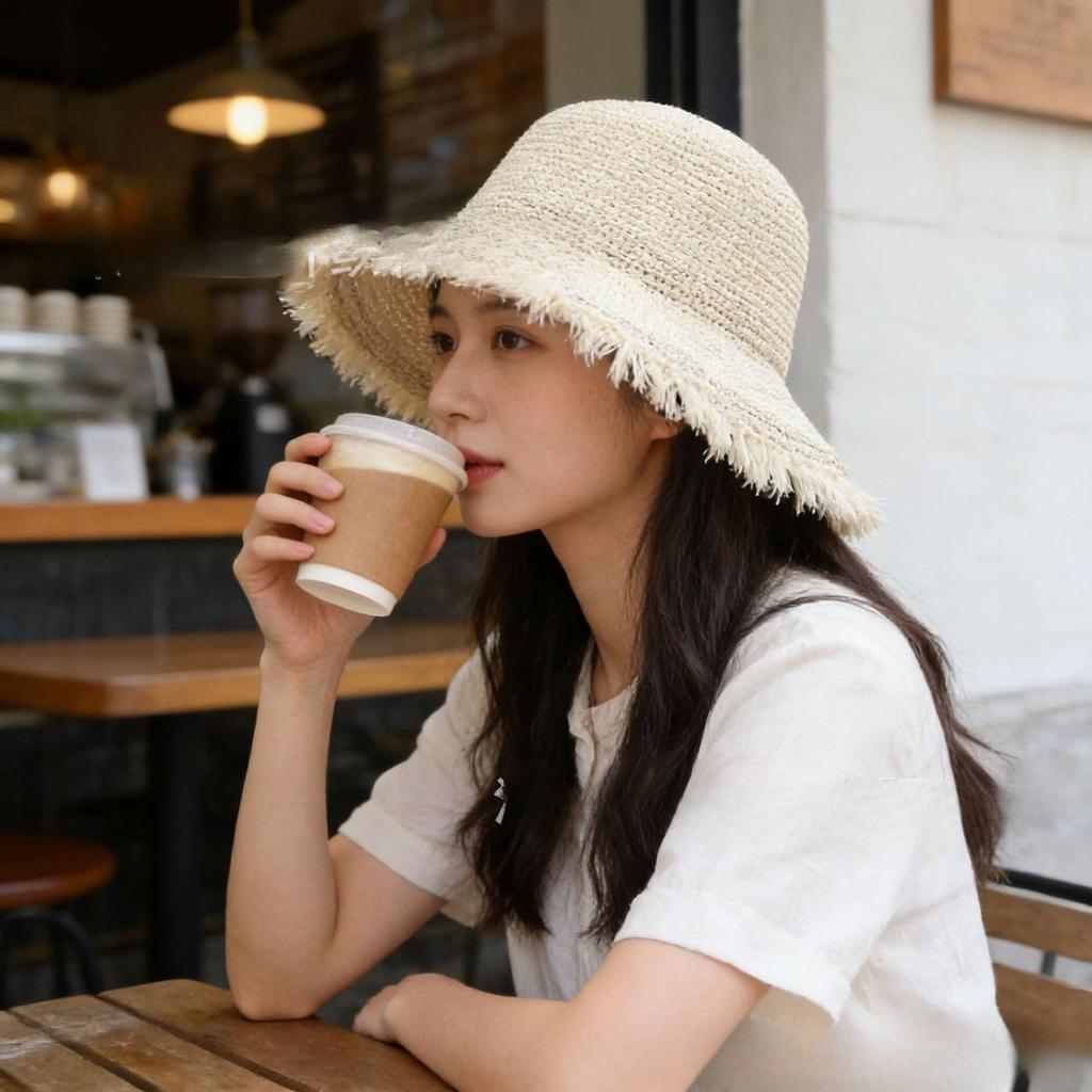 Cross-border Hot-selling Summer Sun Hat Japanese Handwoven Big Brim Bucket Hat Korean Version Fashion Temperament Sun Hat