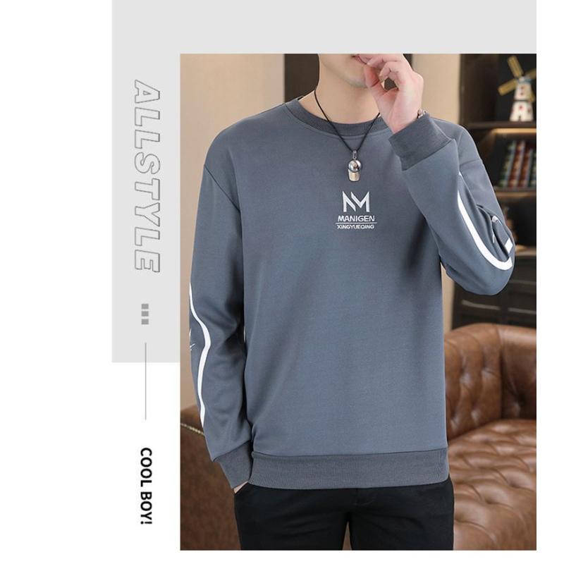 

Нова Толстовка Чоловіча Повсякденна Молодіжна Зшивна Гарна З довгим рукавом Футболка Круглий виріз Пуловер L сірий колір