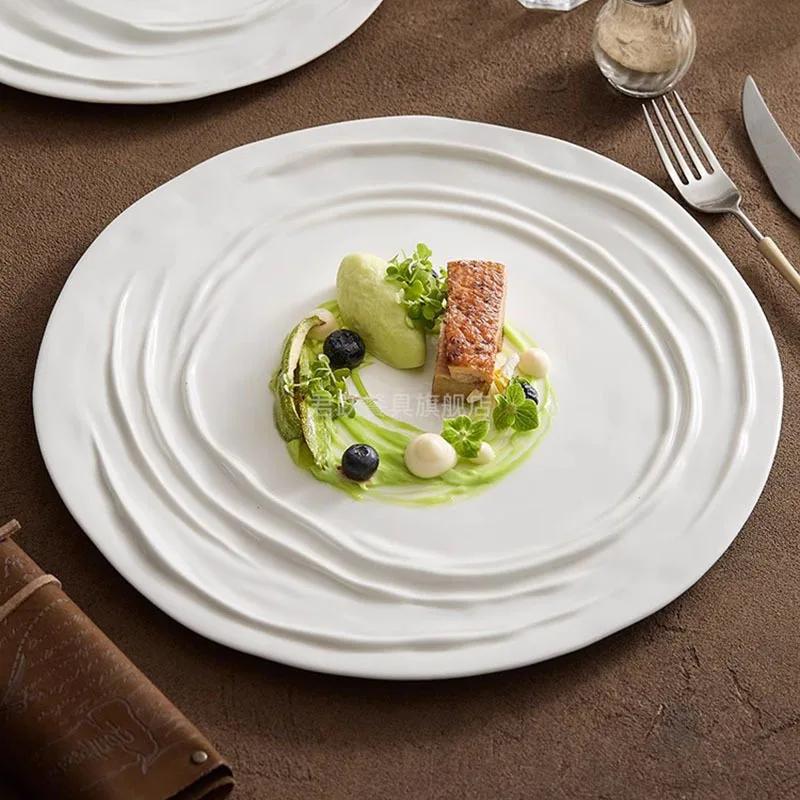 Kreativní nepravidelná textura keramický plochý talíř steakový talíř talíř na těstoviny dezertní talíř speciální nádobí pro molekulární kuchyni