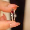 S925 Sterling Silver Double Layer Red Diamond Ring – Elegant Cross-border European & American Stackable Design for Women