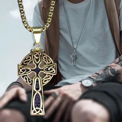 New Men's Necklace Ladies Necklace Punk Retro Cross Celtic Necklace Pendant Joker.