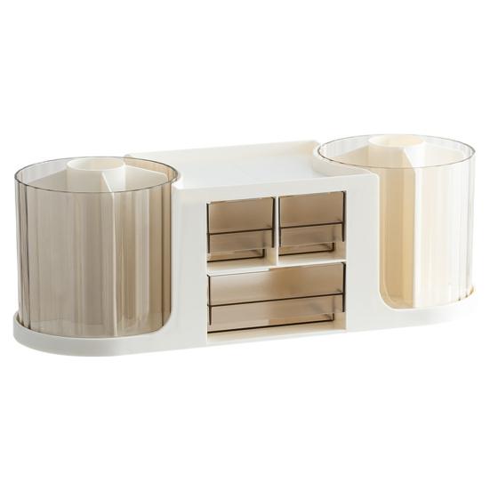 Pen Holder with Drawer Desk Organizer Transparent Rotatable Design Large Capacity Pencil Pen Holder Storage Box