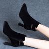 Frosted short boots women's autumn and winter 2025 versatile stiletto pointed boots high heel women's boots velvet fashion Martin boots