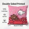 BBrown BearR And Cony Cute Cushion Cover Plush Fabric Soft DoubleSided Printed Sofa Warm Winter Home Child Gift Pillow Case