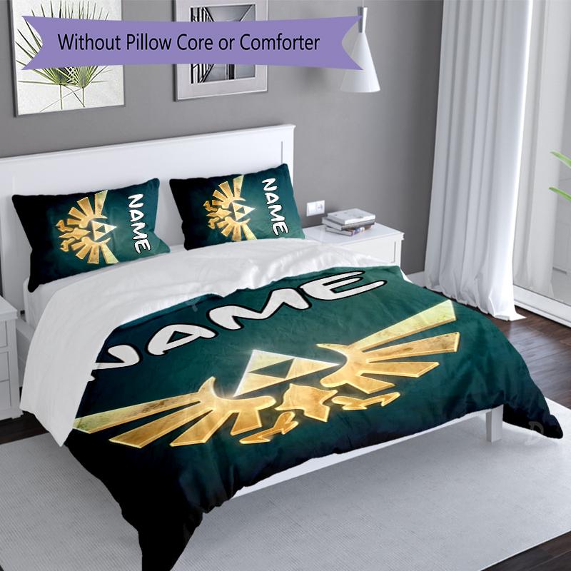 3pcs Custom Name The Legend of Zelda Breath of the Wild Bedding Set,Includes 1 Duvet Cover and 2 Pillowcases,All-season Bedroom Decor