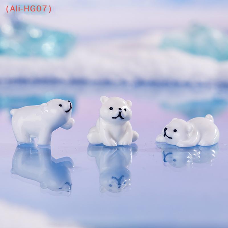 4pcs Miniature Polar Bear Figurines Resin Crafted Handicraft Simulation DIY Aquarium Landscape Dollhouse Decor Bonsai Ornaments
