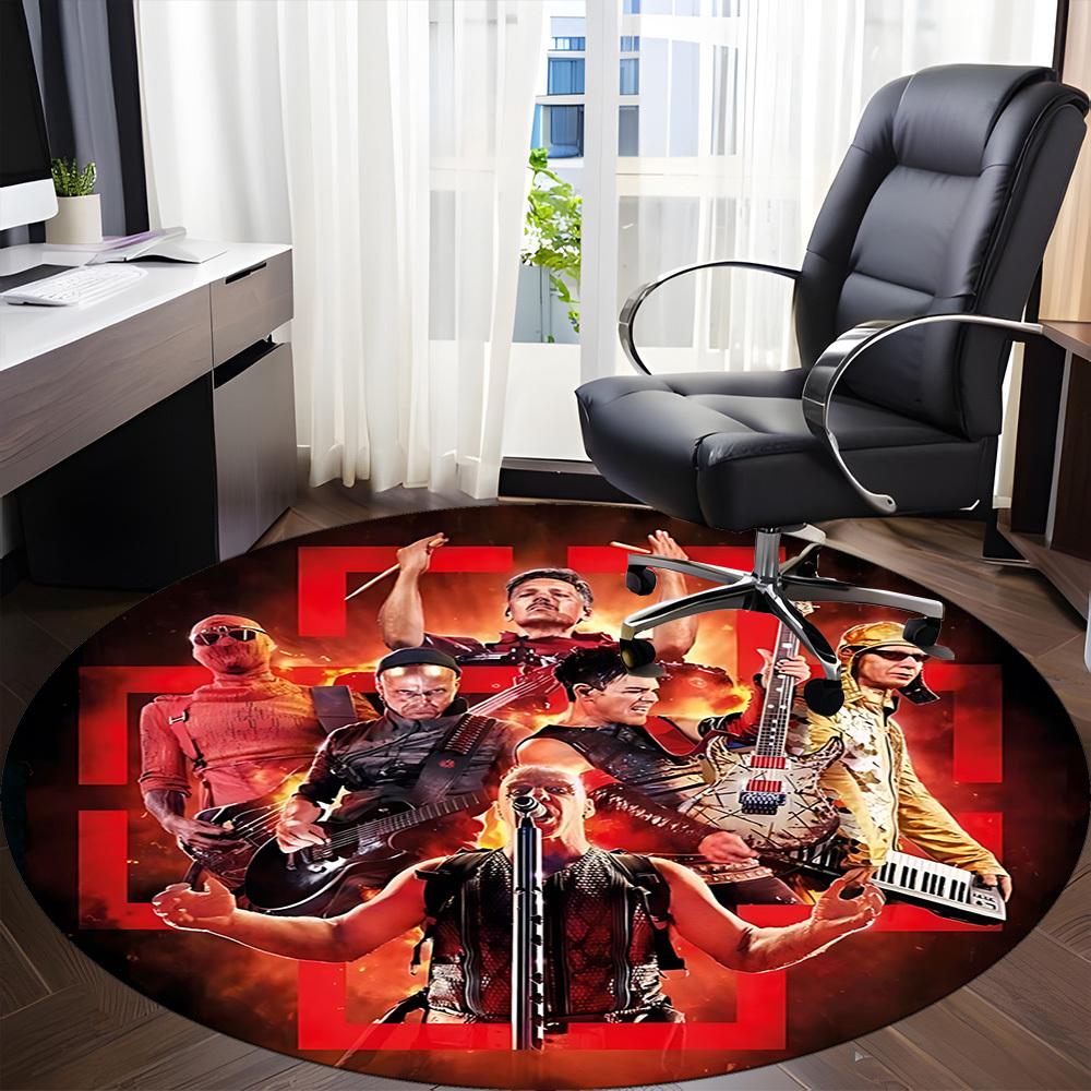 1pc Rammstein Band Carpet, Round Non-Slip Durable Large Size Office Carpet, Suitable for Office,yy250908039