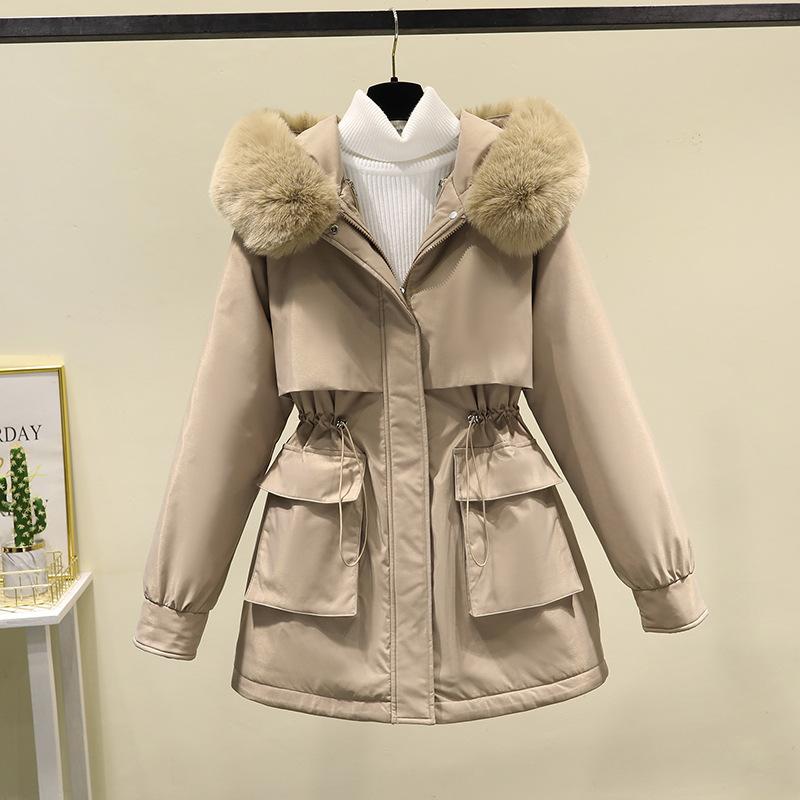 Autumn and Winter Women's Solid Color Detachable Korean Version Waist Hooded Pie To Overcome Thickening Warm Women's Jacket 5 Colors