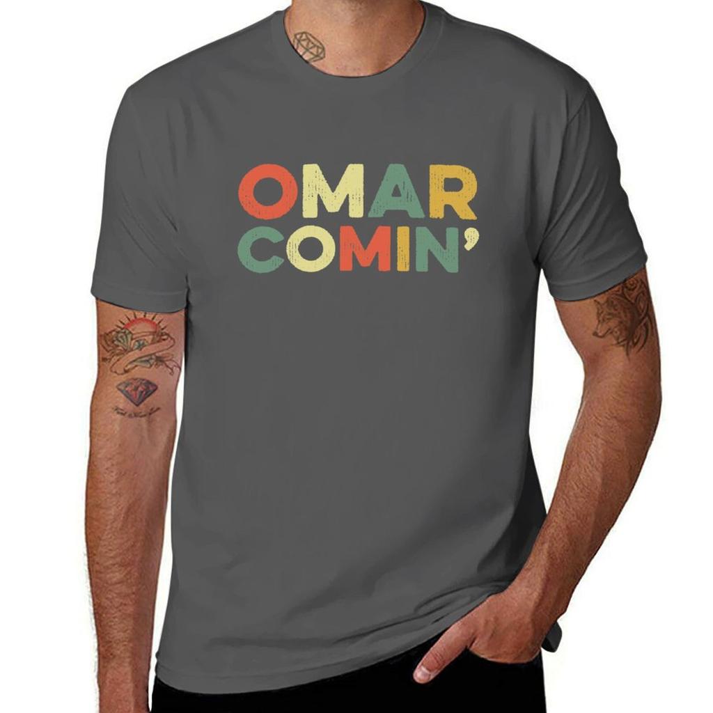 Omar Comin Wire Funny Meme Trending Popular Culture Slang T-shirt Cotton T Shirt Pack T Shirts For Man Slim Fit T-shirt