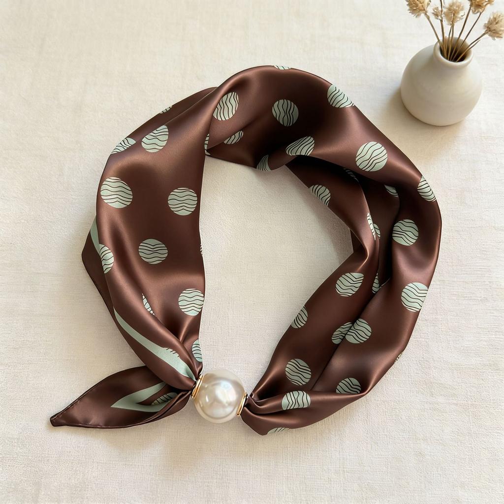 Sciarpe alla Moda con Fibbia Magnetica di Perle per Donna, Chic, con Pois, Stampa Leopardo, Corta, Setosa, Collane Choker Eleganti, Regalo per Signore