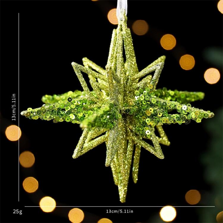 Shatterproof Snowflake Christmas Tree Ornament Glittering Green Acrylic Hanging Decoration Seasonal Accessories