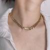 European and American Jewelry Hip-hop Cool Street Geometric Necklace Simple Buckle Head Thick Chain Necklace