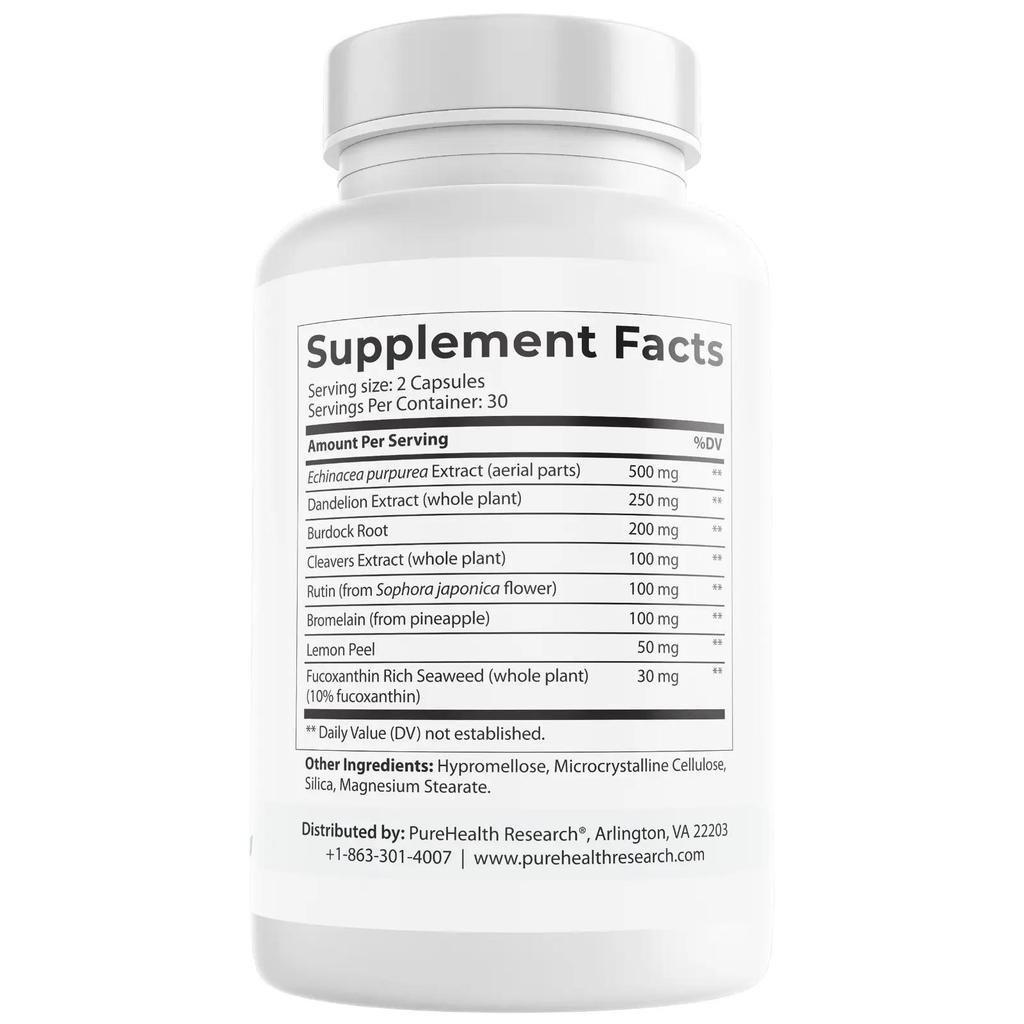 Kenofor Lymfesysteem Ondersteuning Supplement, Echinacea, Paardenbloem, Kliswortel, Kleefkruid, 120 Capsules