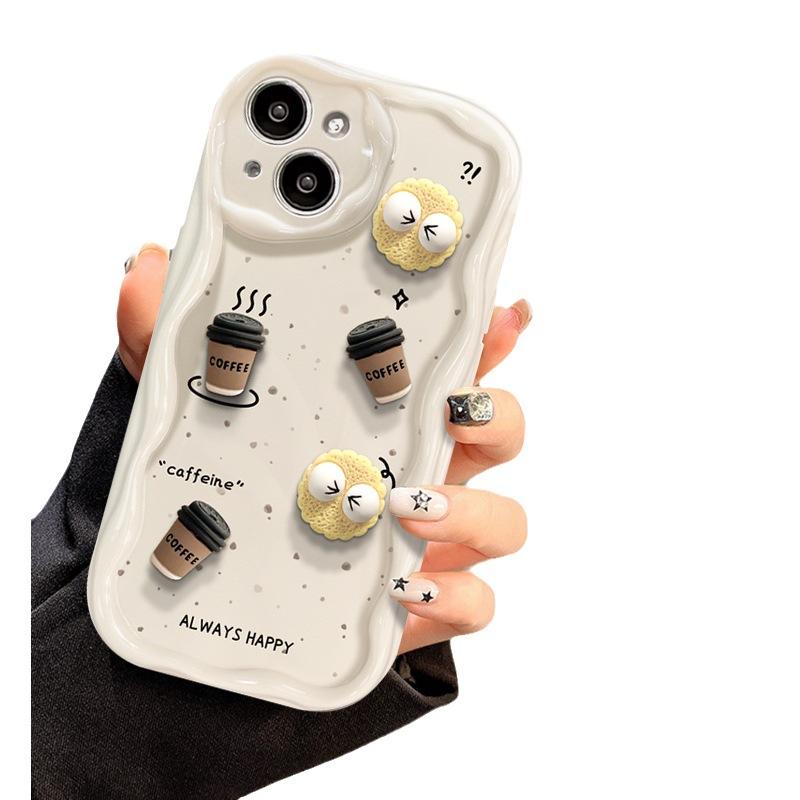 Applicable To Apple 14promax Mobile Phone Case IPhone 15/13 Coffee Briquette Three-dimensional Doll 12mini Silicone 7