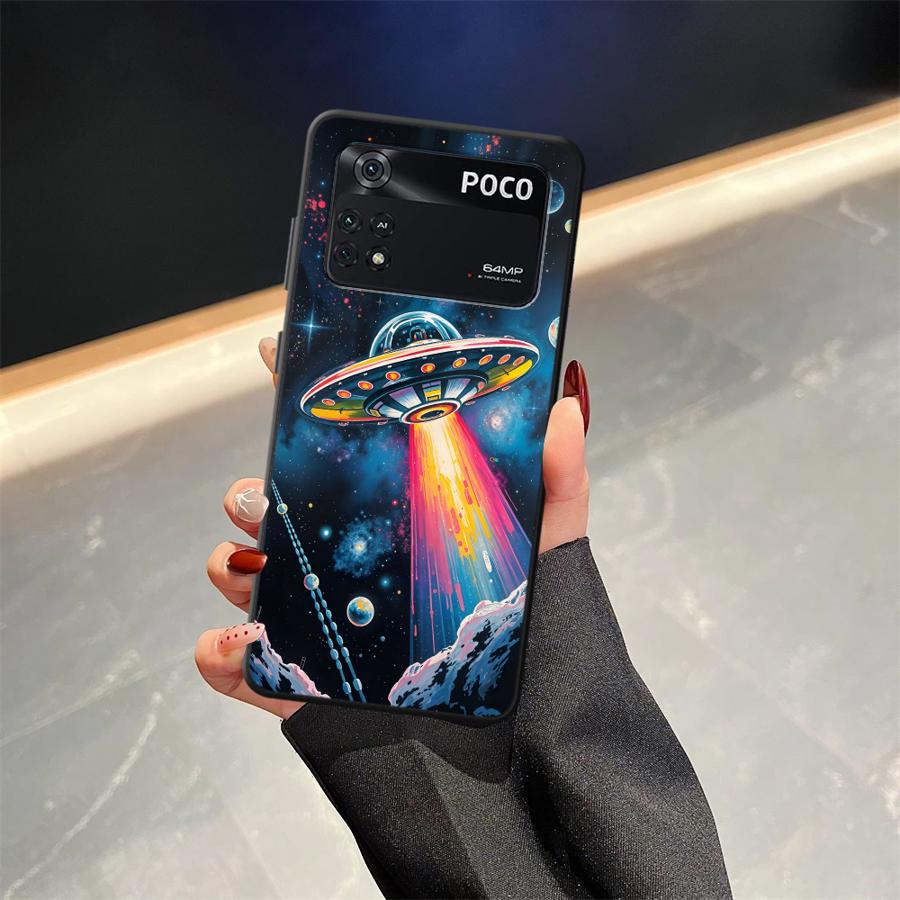 Cartoon Retro Spaceship Case for Xiaomi Poco F8 X3 X4 X5 X7 Pro C50 F1 C61 M3 M4 M7 Pro C75 F3 C71 M5 Funda Phone Cover