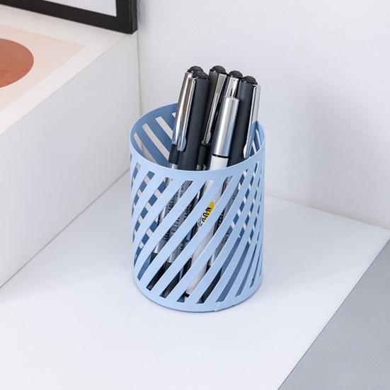 Pen Holder Nordic Style Electroplated Matte Finish Large Capacity Desk Organizer with Rubber Base Office Accessories